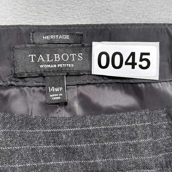 Talbots Pants Women’s 14 Gray White Wool Blend Pinstripe Work Casual Stretch - Picture 15 of 15